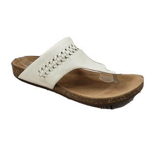 Unstructured By Clarks Womens Thong Beige Leather Slide Sandals 10 M PERFECT!